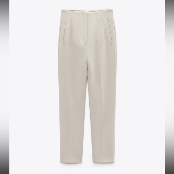 The famous Zara high-waisted pants in Cream! Fits true to size. Worn twice only. - Picture 3 of 3